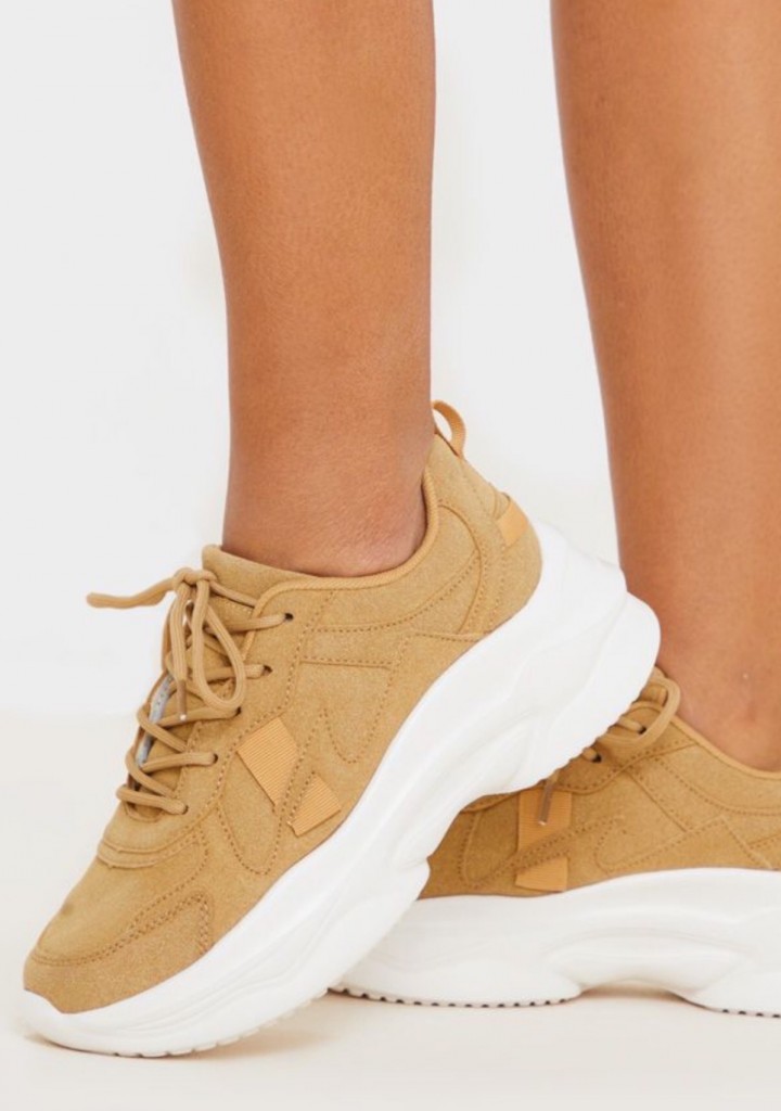 Sand Faux Suede Chunky Bubble Sole Sneakers